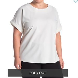 MELLODAY Short Sleeve Back Zip Top Plus Size White